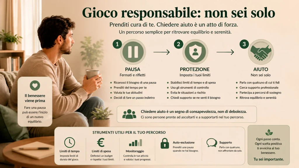 Percorso calmo di pausa, protezione e richiesta di aiuto per il gioco
