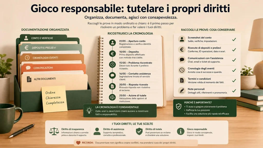 Cartelle e appunti ordinati per documentare un problema con un sito